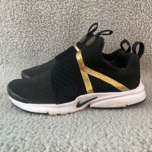 Nike Presto Extreme Kids 6Y Black Metallic Gold Athletic Slip On Shoes 870022